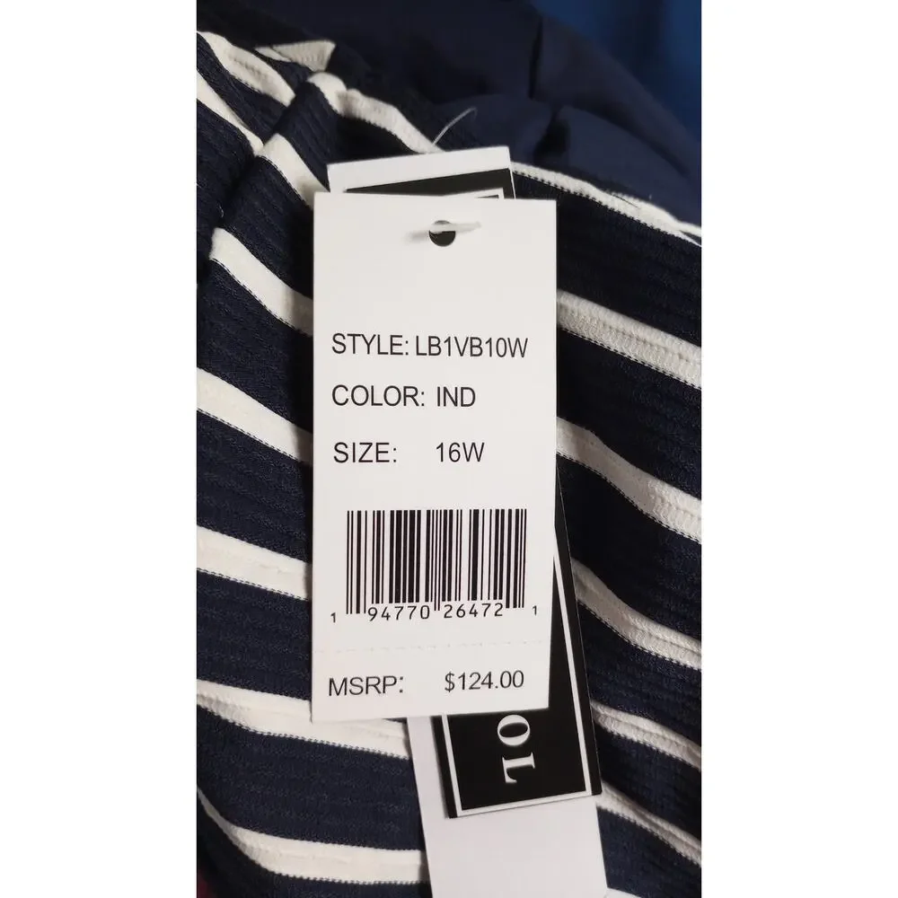 LA Blanca 1 piece Navy & White Tummy Control Swimsuit 16W